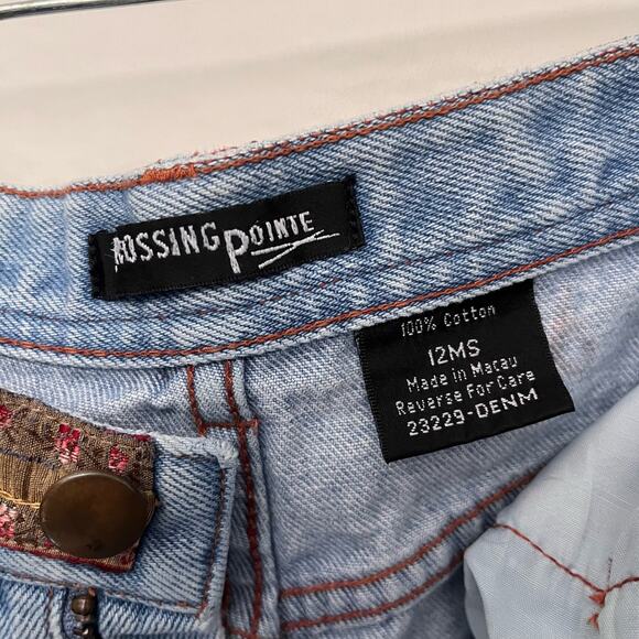 CROSSING POINTE Cropped Womens Jeans Sz 12MS Boho Ribbon Relax Gilmore Girls Y2k - Picture 11 of 13